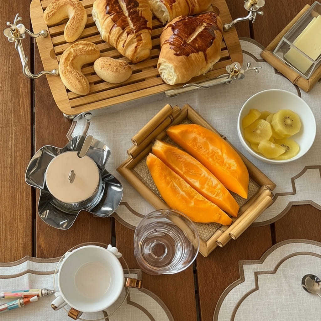 BANDEJA DE VIDRO COM BAMBU E PALHA P - Imagem 3