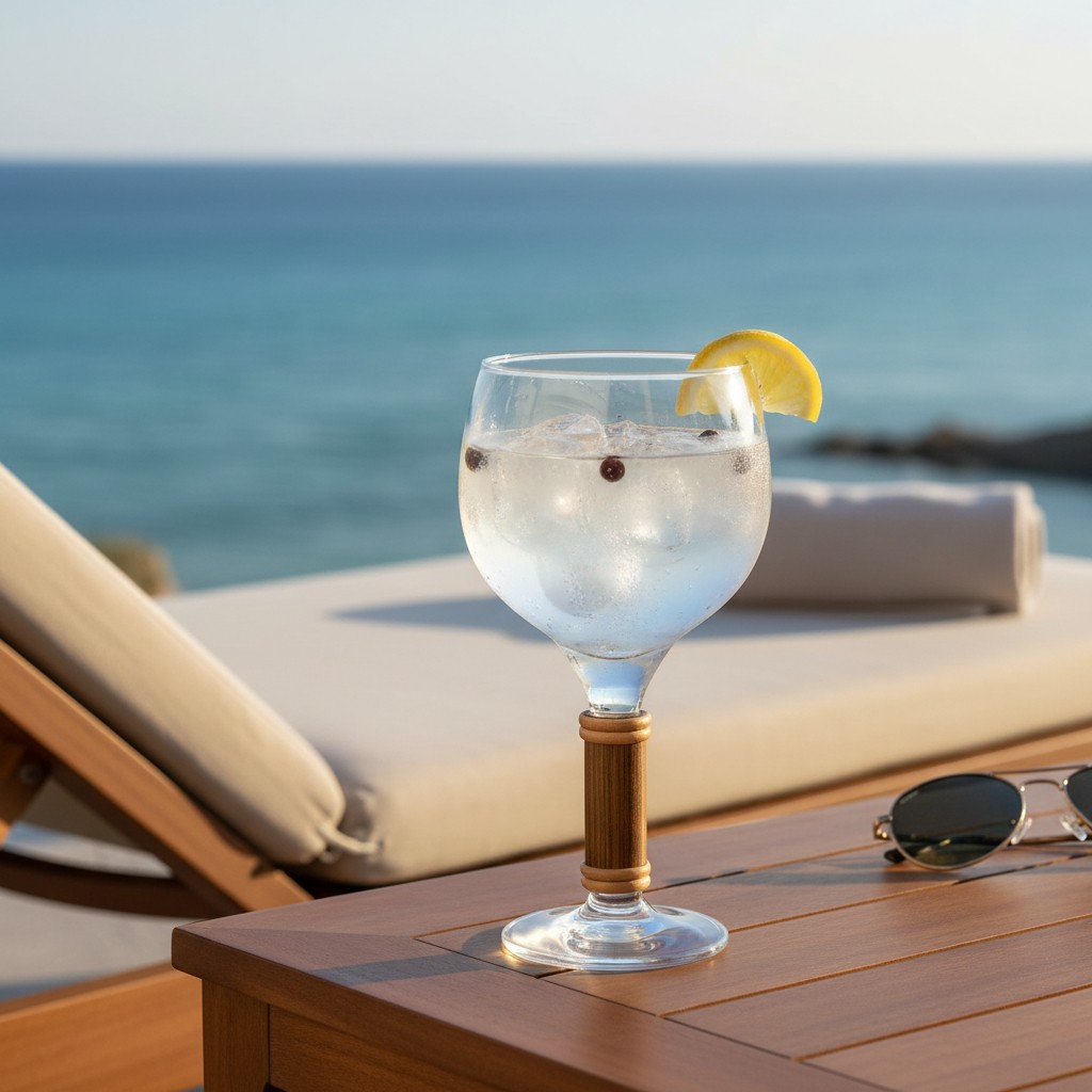 TAÇA DE VIDRO PARA GIN COM BAMBU - Imagem 2