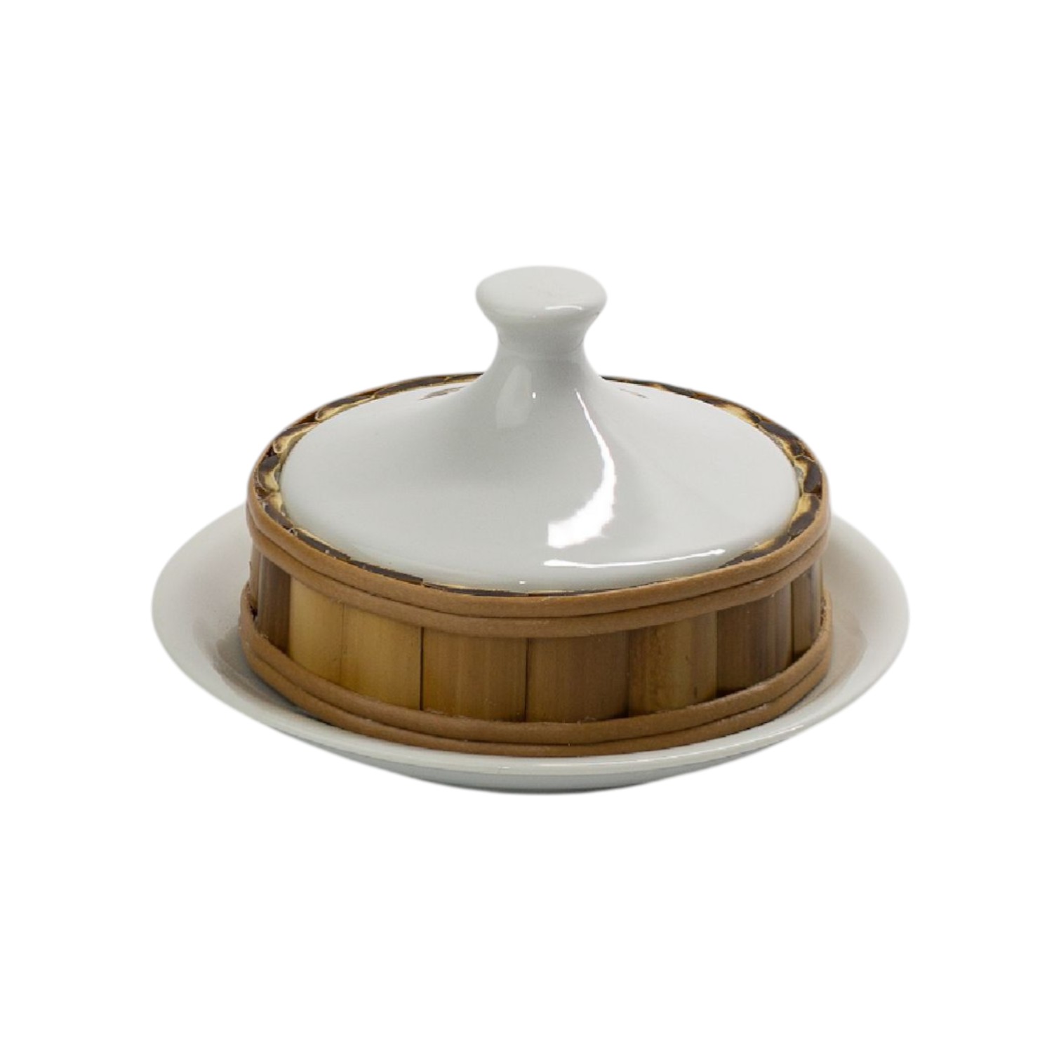 MANTEIGUEIRA DE PORCELANA COM BAMBU