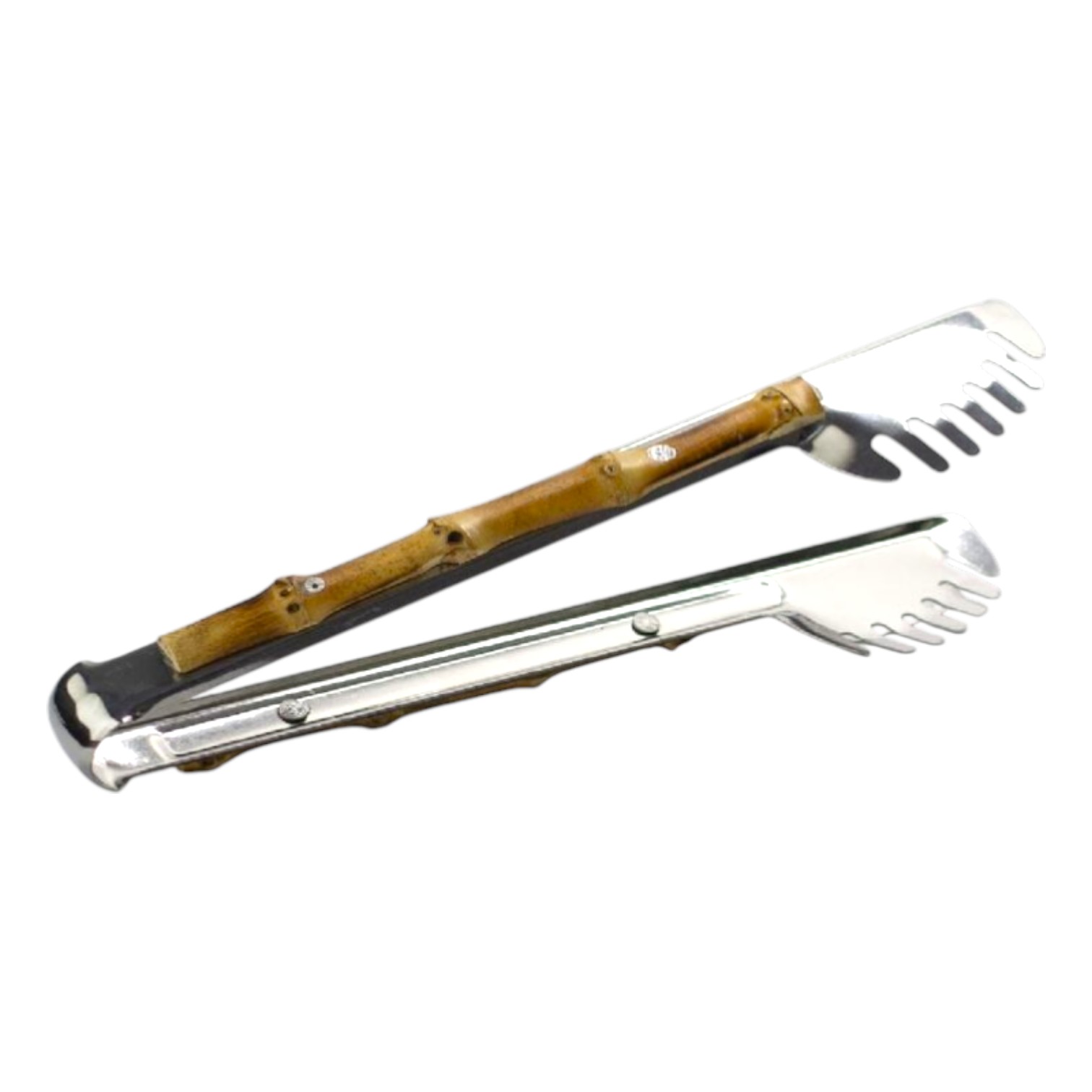 PEGADOR DE INOX COM DETALHE DE BAMBU PARA MASSA GRANDE