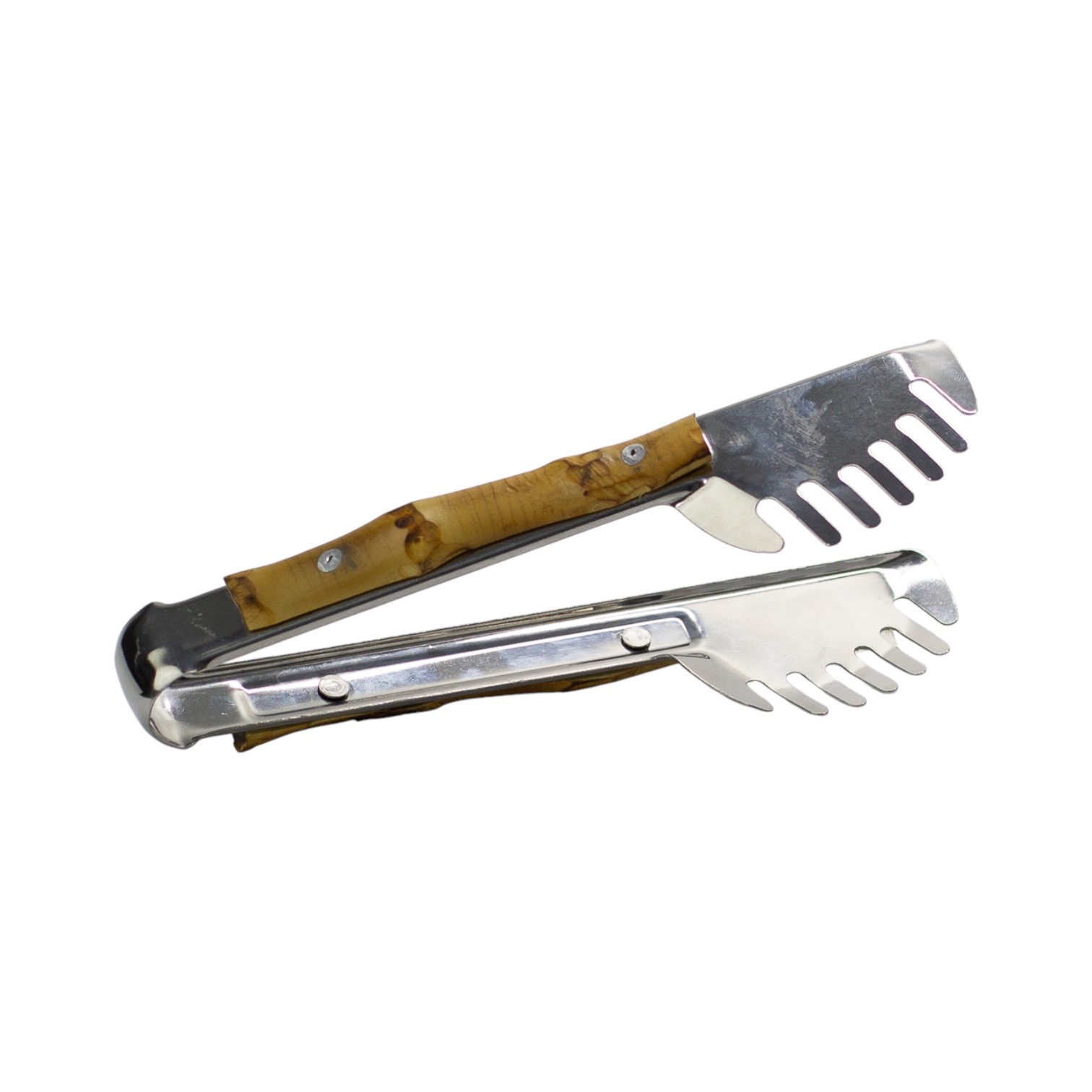 PEGADOR DE INOX COM DETALHE DE BAMBU PARA MASSA MÉDIO