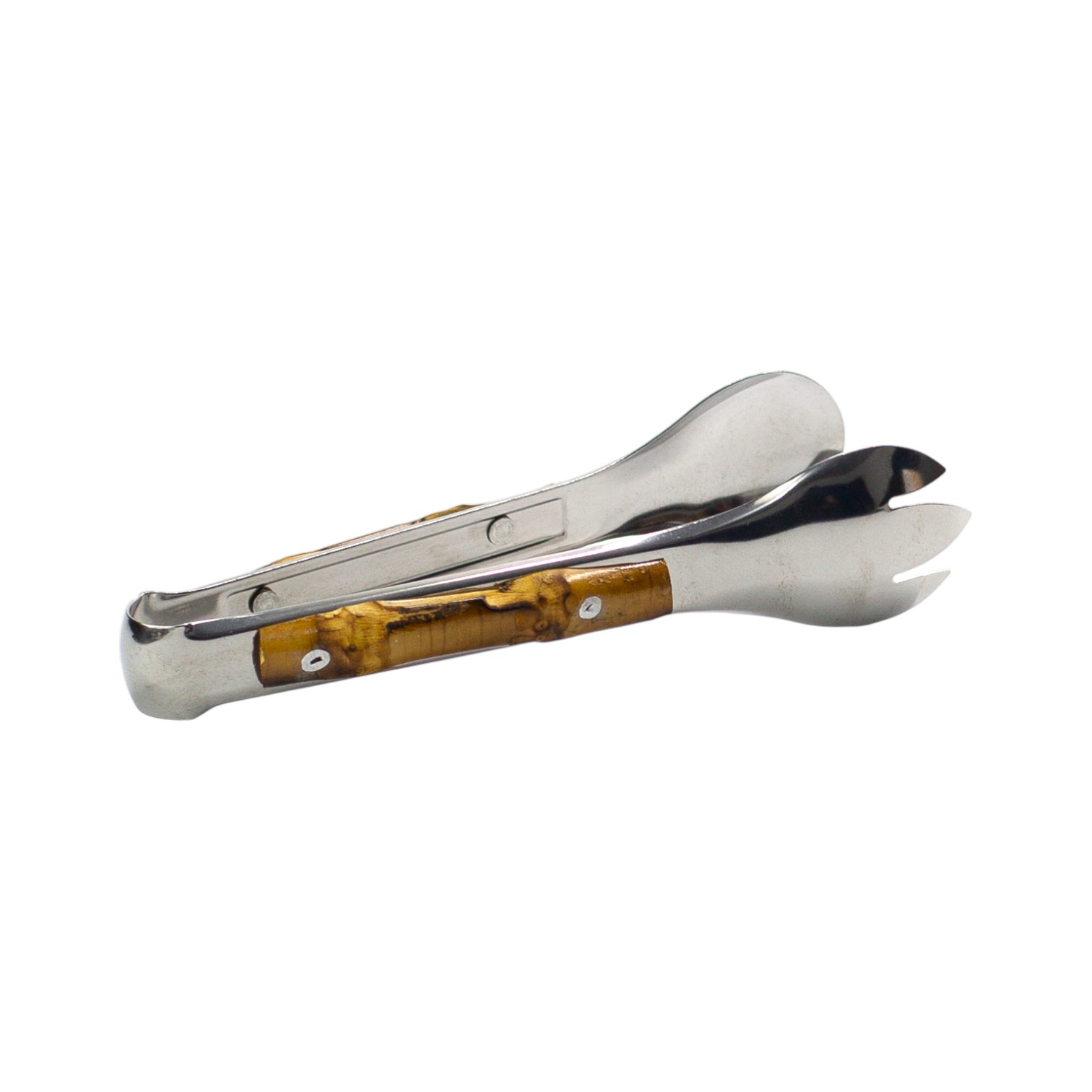 PEGADOR DE INOX COM DETALHE DE BAMBU PARA SALADA MÉDIO