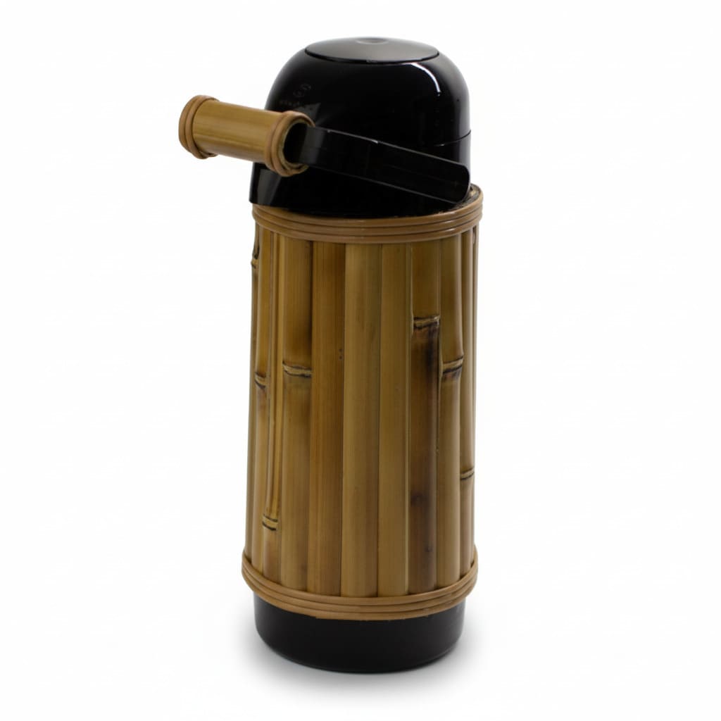 GARRAFA TÉRMICA COM BAMBU AO REDOR 1 LITRO PRETA