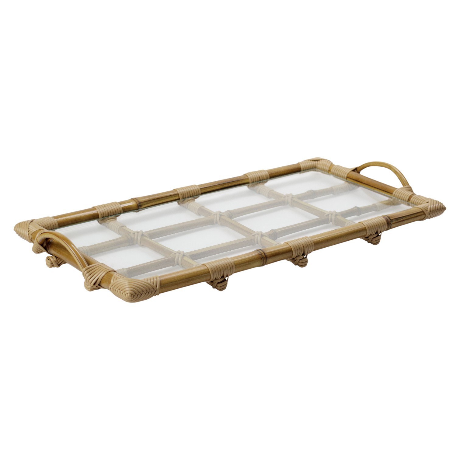 BANDEJA SAMANTA - BAMBU TRANÇADO COM VIDRO