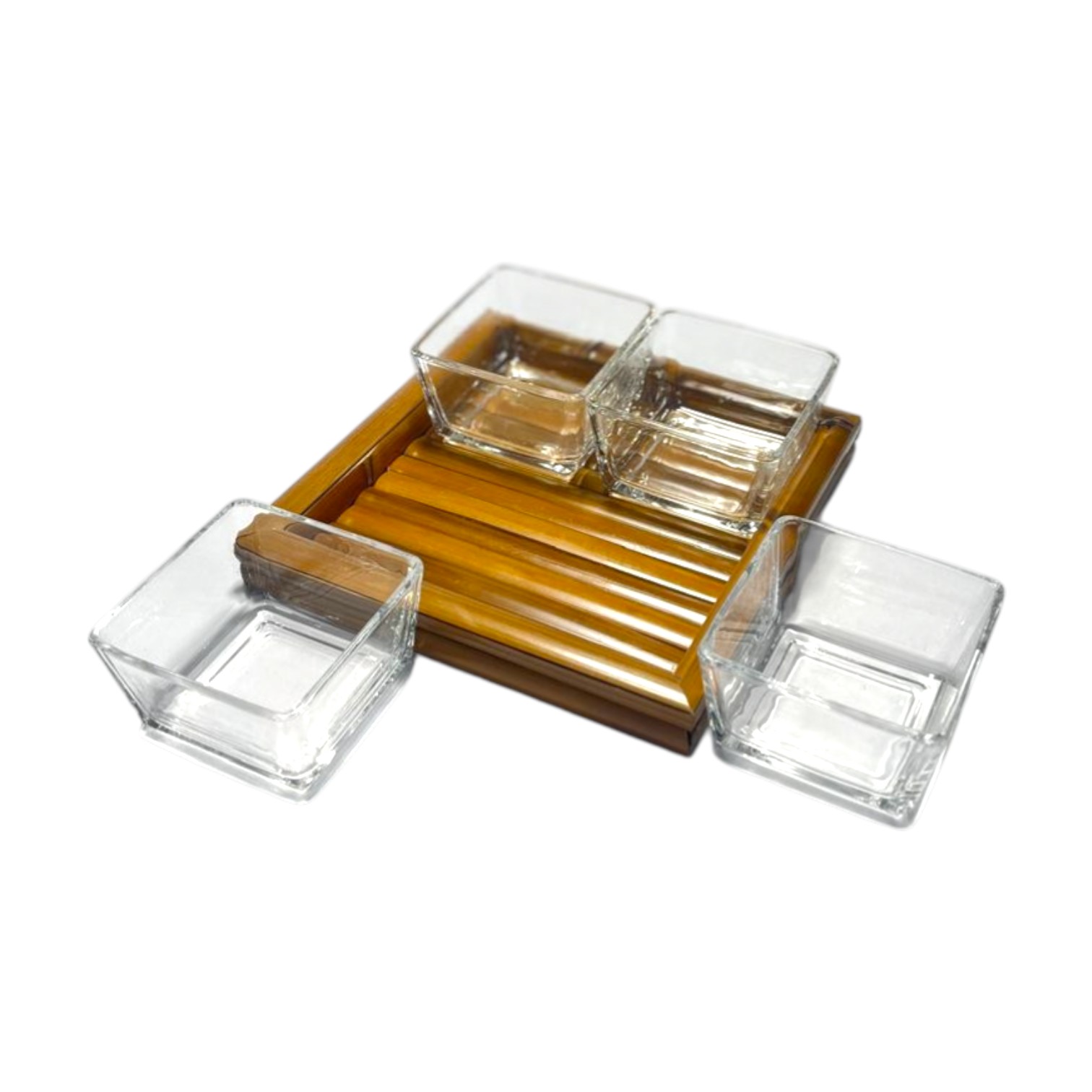 PETISQUEIRA BASE DE BAMBU COM 4 POTES DE VIDRO - Imagem 8