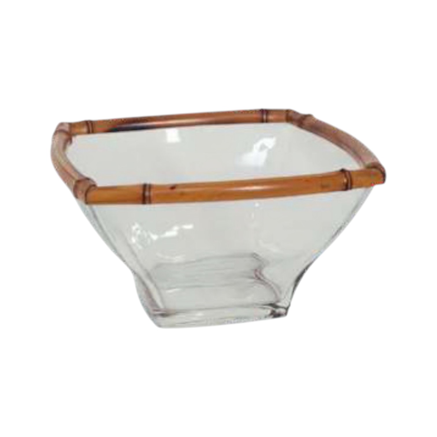 BOWL QUADRADO DE VIDRO COM BAMBU G