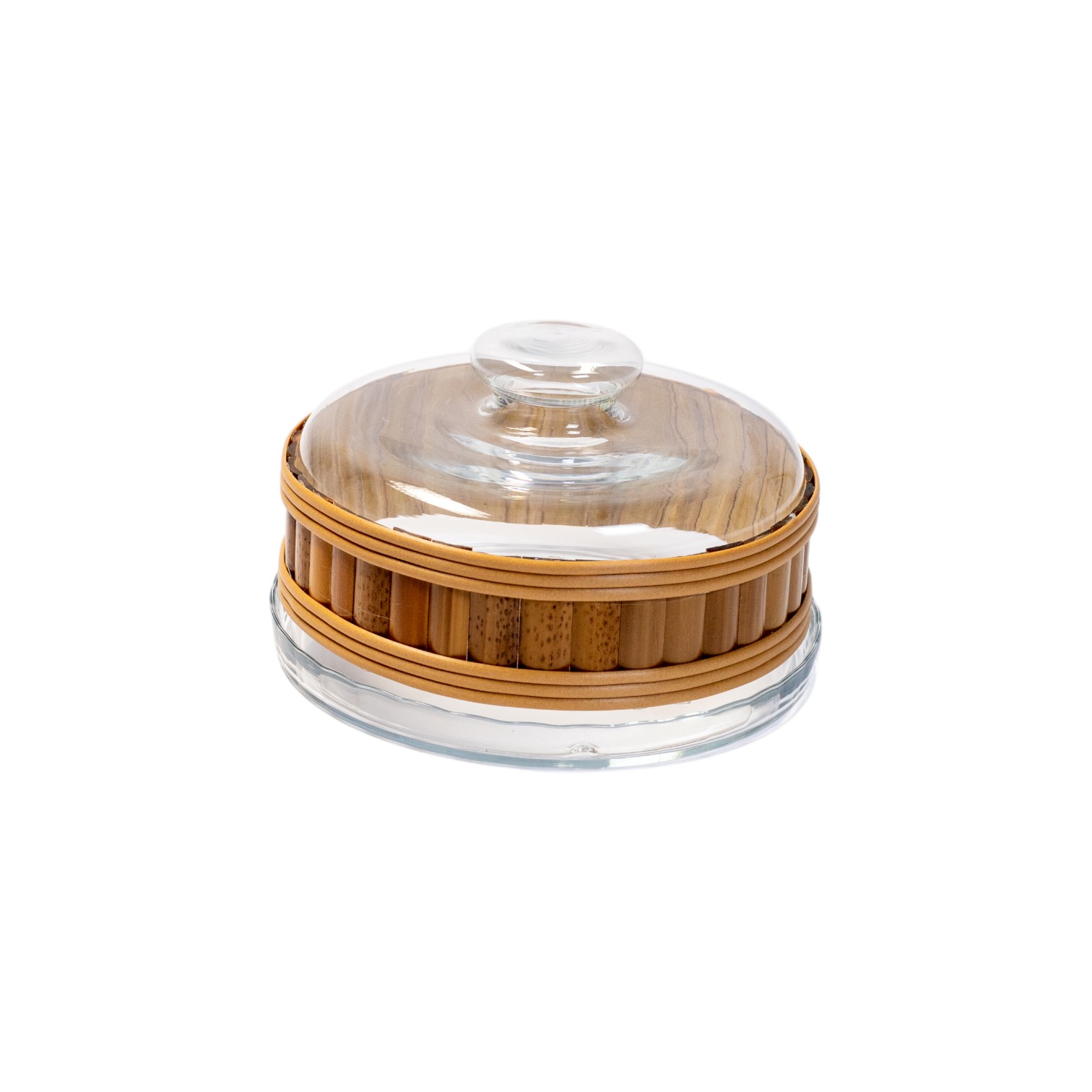 PORTA QUEIJO DE VIDRO COM BAMBU