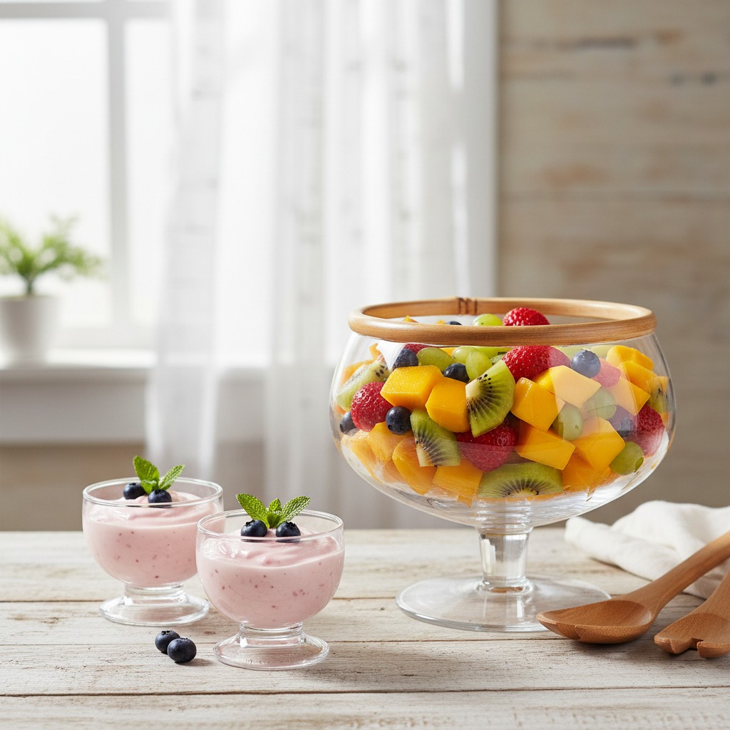 SALADEIRA DE VIDRO E DETALHE DE BAMBU COM PÉ M - Imagem 2