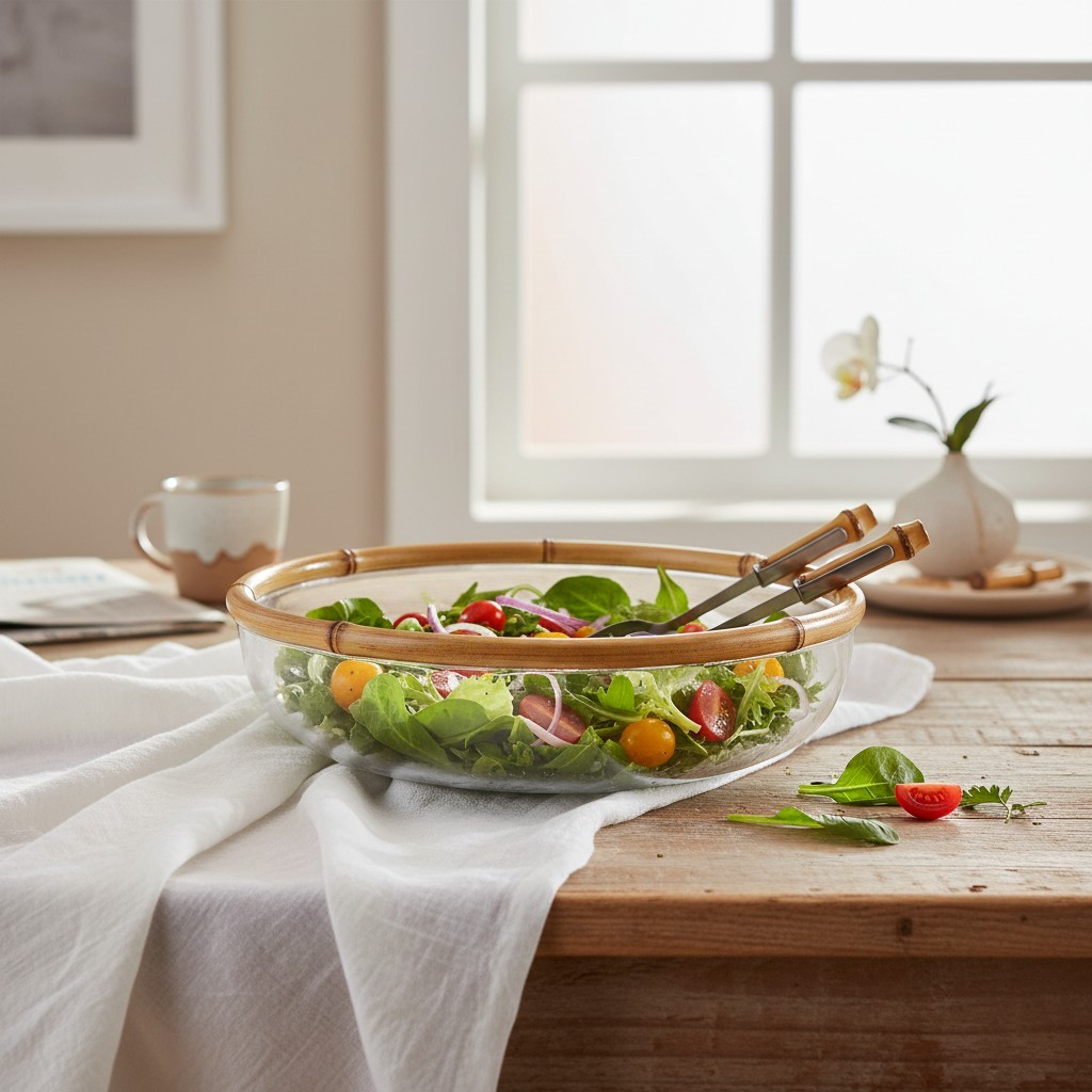 SALADEIRA DE VIDRO COM BAMBU G - Imagem 2
