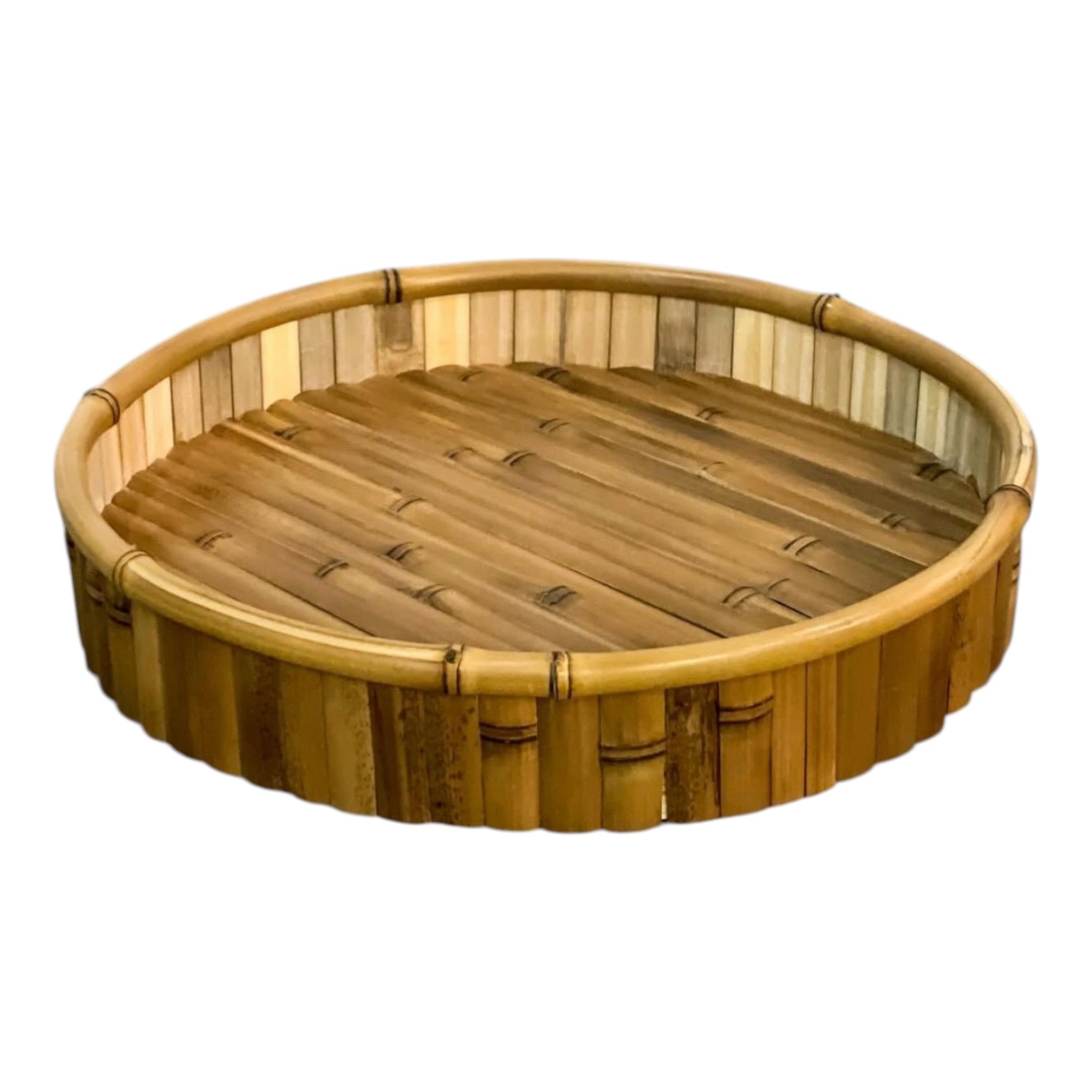 SUPORTE DE BAMBU COM PRATO BRANCO PARA PIZZA - Imagem 4
