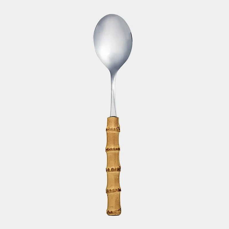 COLHER PARA SERVIR ARROZ COM CABO DE BAMBU